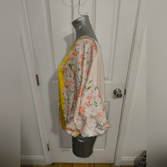 Zara Yellow Boxy Blouse with Pink Floral Print - Picture 4 of 4
